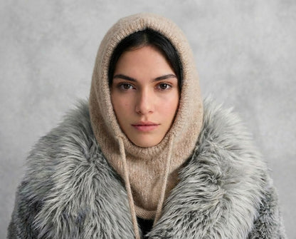 Trendmoona Bağcıklı ve Boyunluklu Kadın Triko Bere