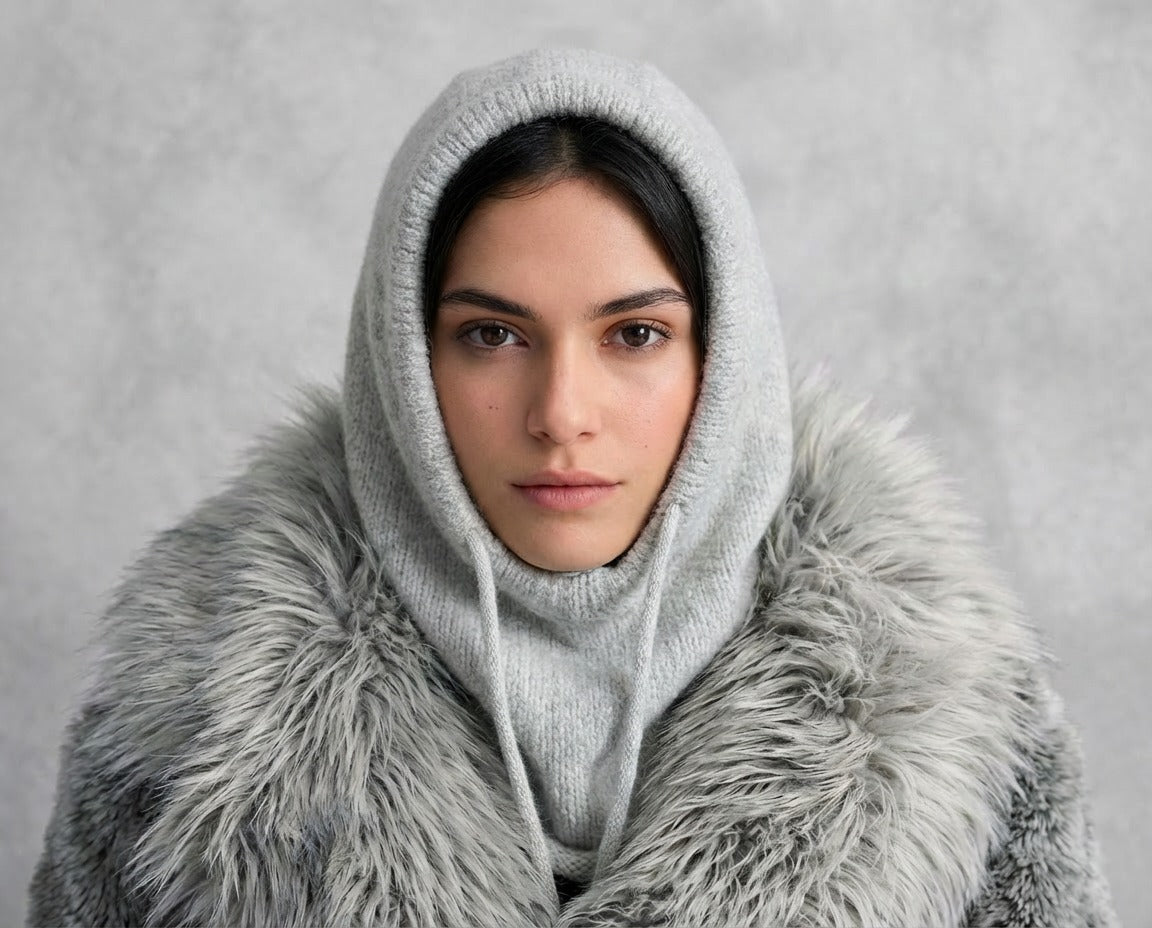 Trendmoona Bağcıklı ve Boyunluklu Kadın Triko Bere