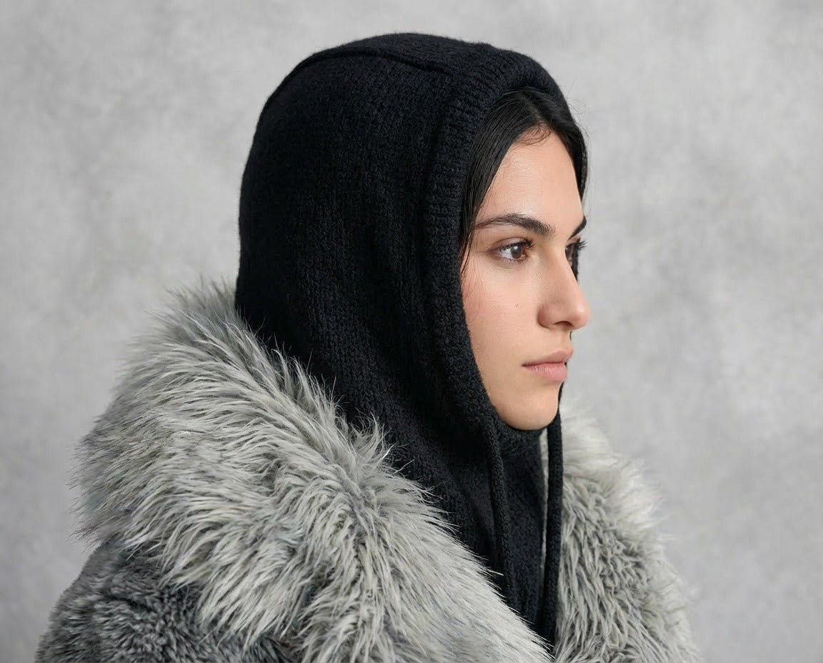 Trendmoona Bağcıklı ve Boyunluklu Kadın Triko Bere