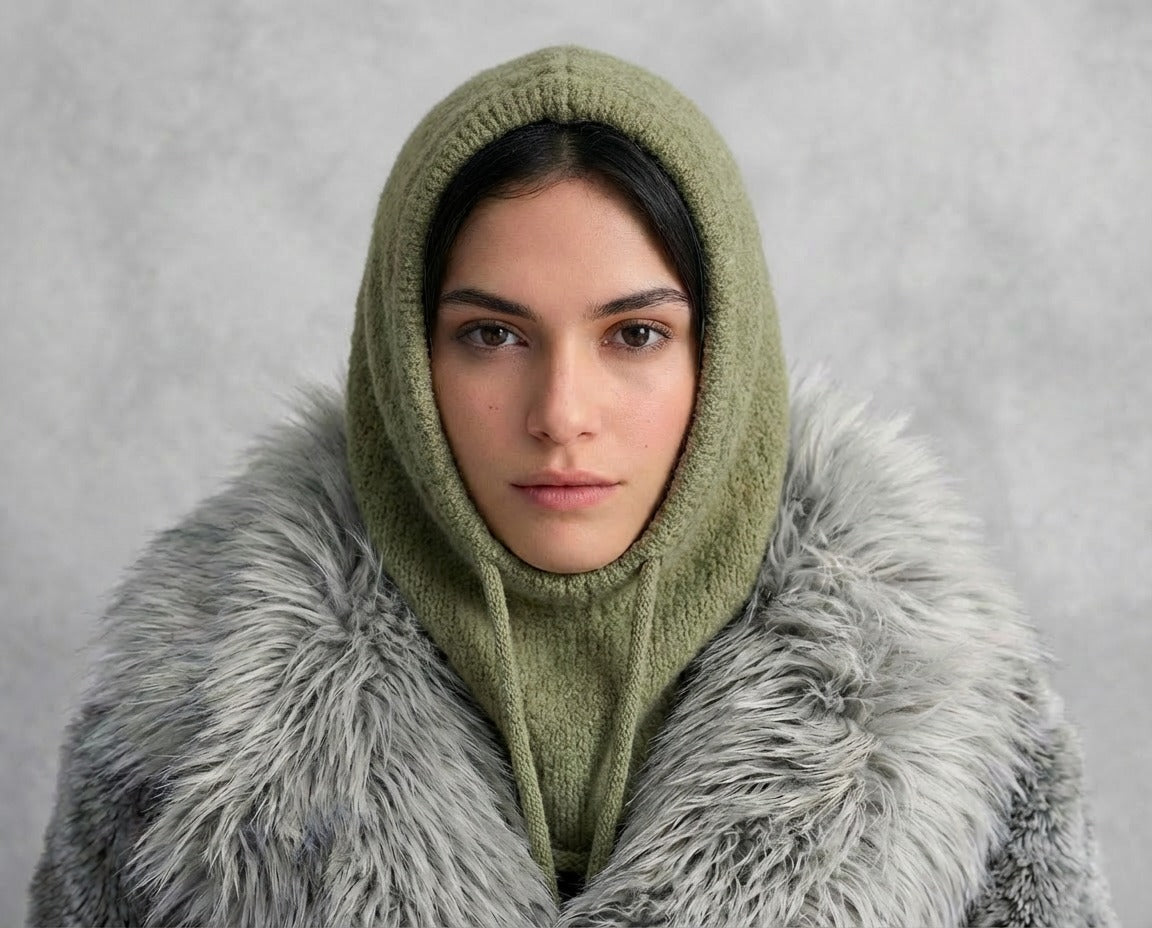 Trendmoona Bağcıklı ve Boyunluklu Kadın Triko Bere